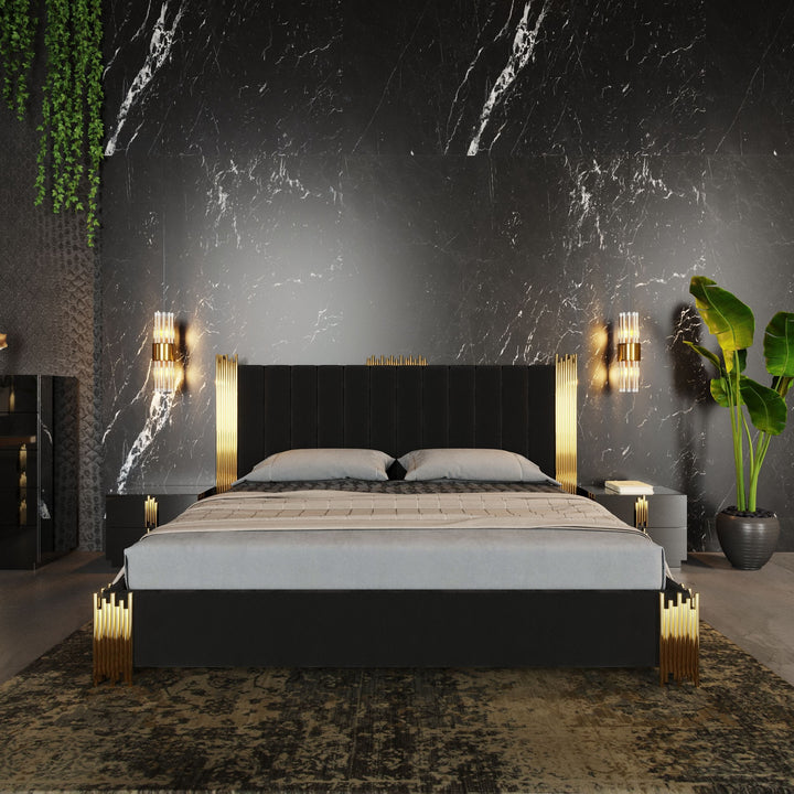 Token Modern Black &amp; Gold Bedroom Set
