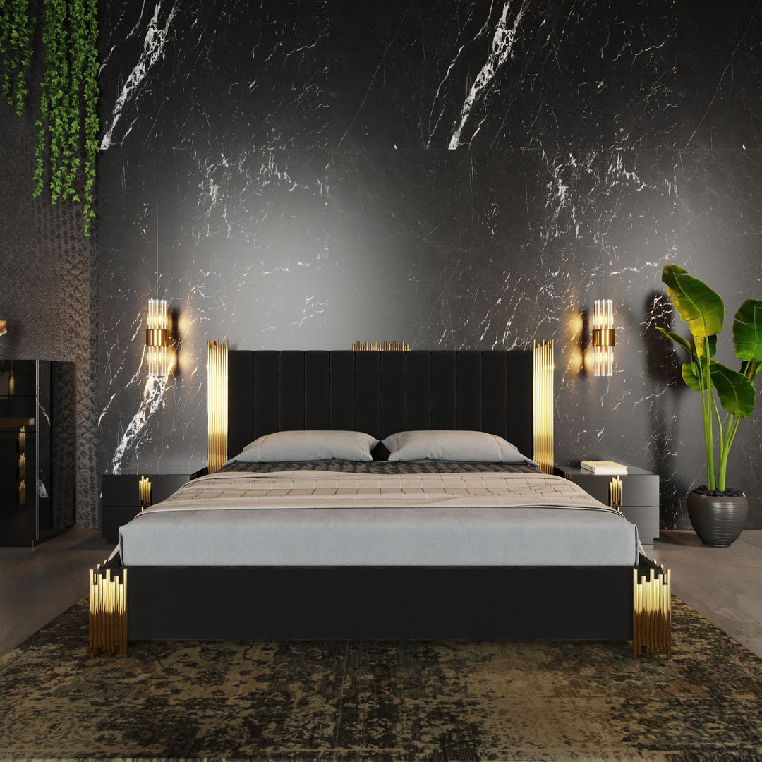 Token Modern Black & Gold Bedroom Set