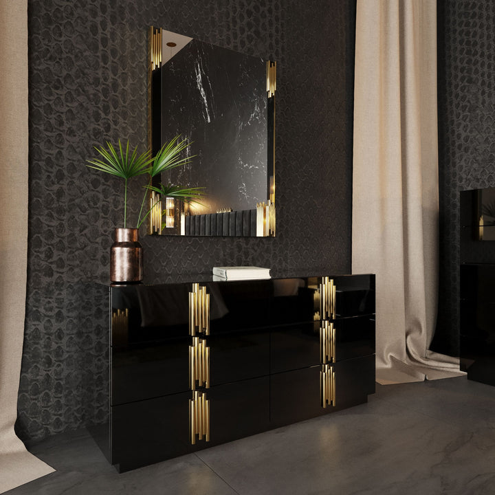 Token Modern Black &amp; Gold Bedroom Set