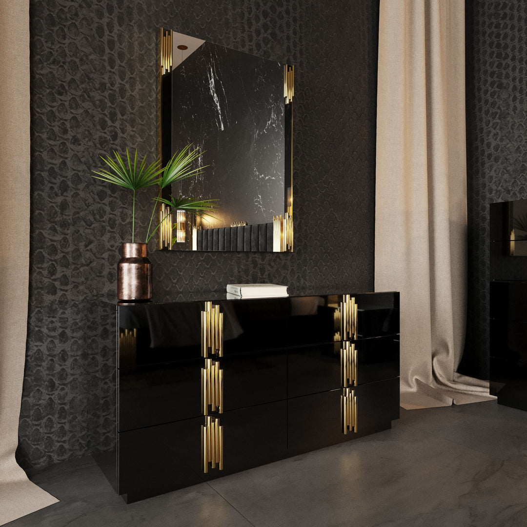 Token Modern Black & Gold Bedroom Set
