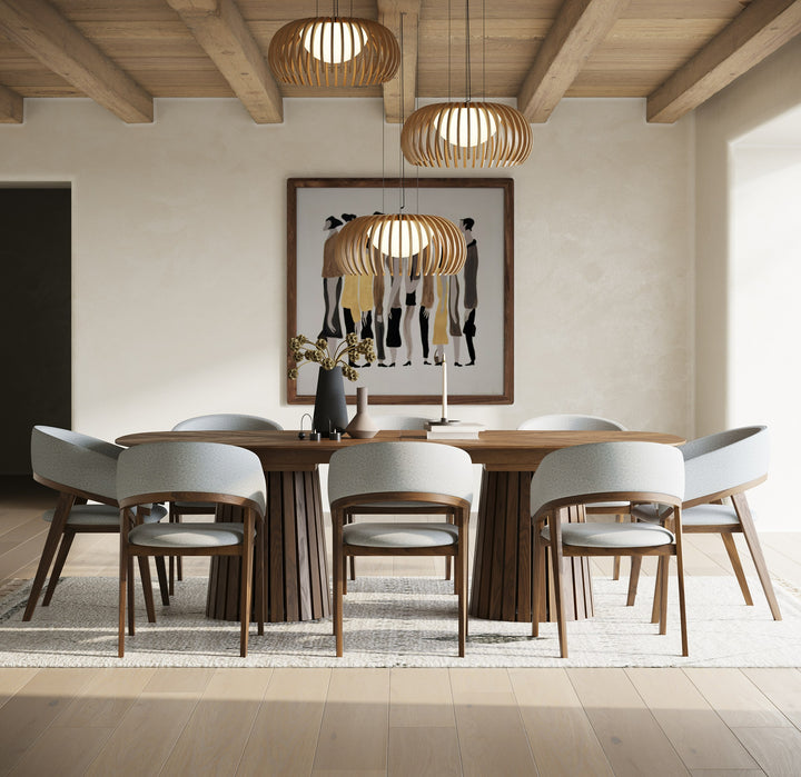 Truman - Mid-Century Modern Walnut Extendable Dining Table + 8 Chairs Set