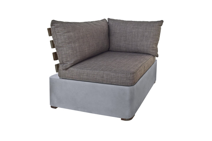 Garza Outdoor Concrete & Teak 2Piece Corner Set