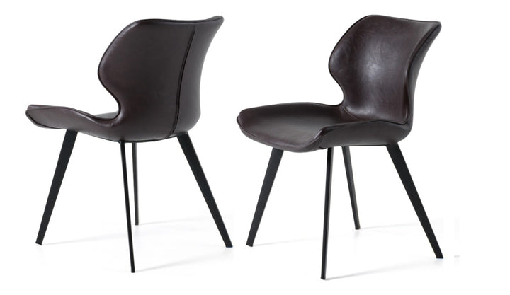 Moira - Modern Dark Brown Eco-Leather Dining Chair (Set of 2)