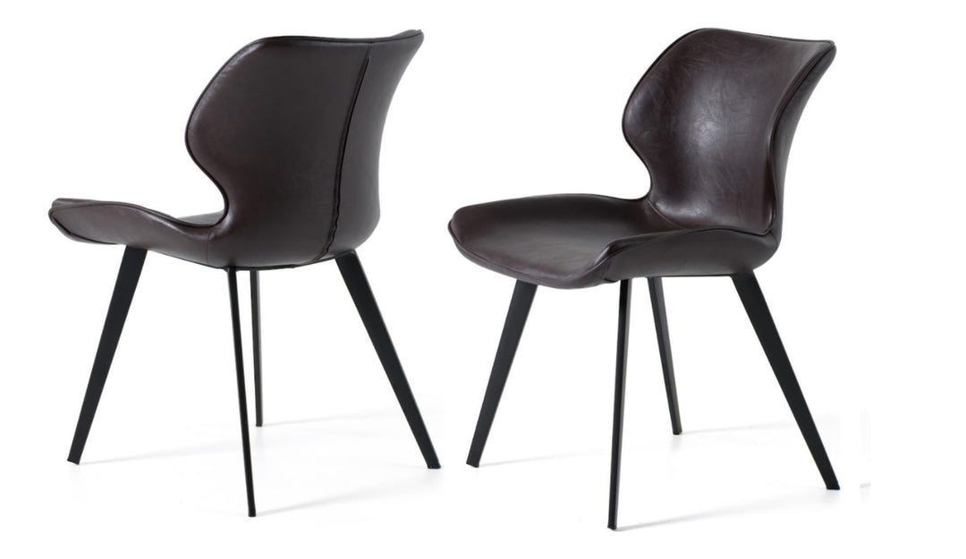 Moira - Modern Dark Brown Eco-Leather Dining Chair (Set of 2)