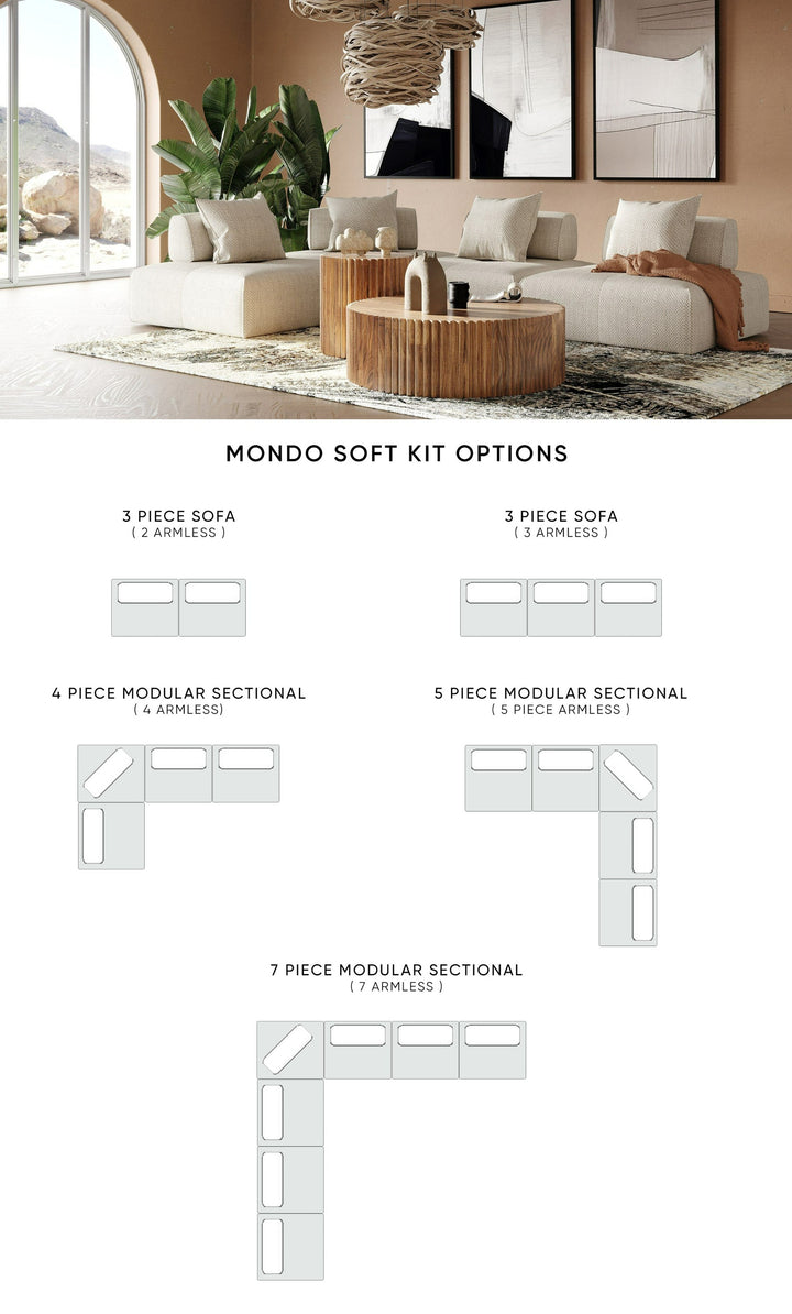 Mondo - Modern Modular Beige Fabric Sectional Sofa