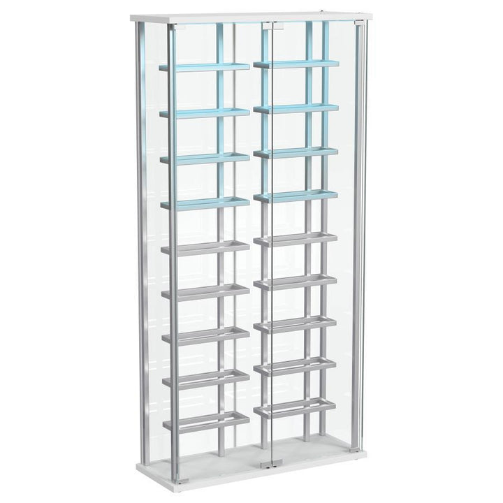 Montara - Tempered Glass Wine Storage LED Curio Cabinet - Chrome Curio Cabinet modern furniture Contempo Furniture