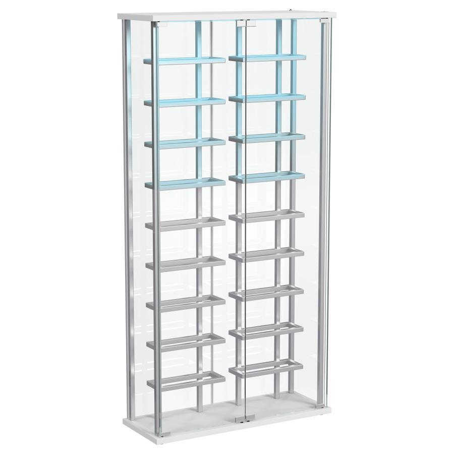 Montara - Tempered Glass Wine Storage LED Curio Cabinet - Chrome Curio Cabinet modern furniture Contempo Furniture
