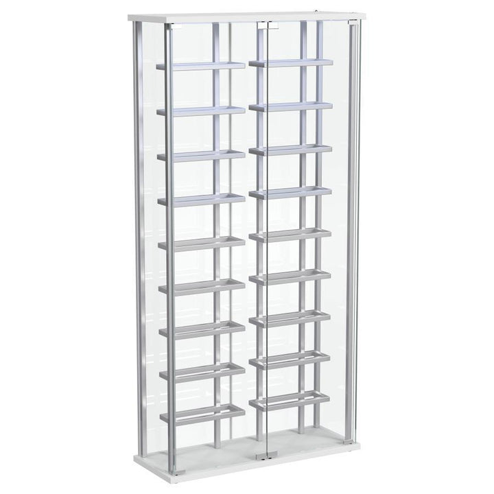 Montara - Tempered Glass Wine Storage LED Curio Cabinet - Chrome Curio Cabinet modern furniture Contempo Furniture