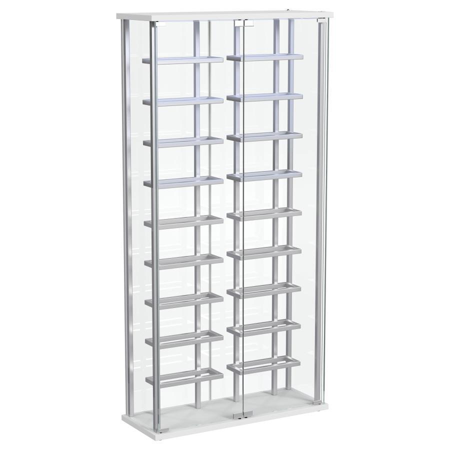Montara - Tempered Glass Wine Storage LED Curio Cabinet - Chrome Curio Cabinet modern furniture Contempo Furniture