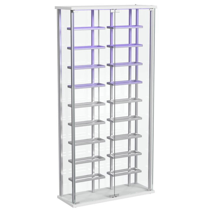 Montara - Tempered Glass Wine Storage LED Curio Cabinet - Chrome Curio Cabinet modern furniture Contempo Furniture
