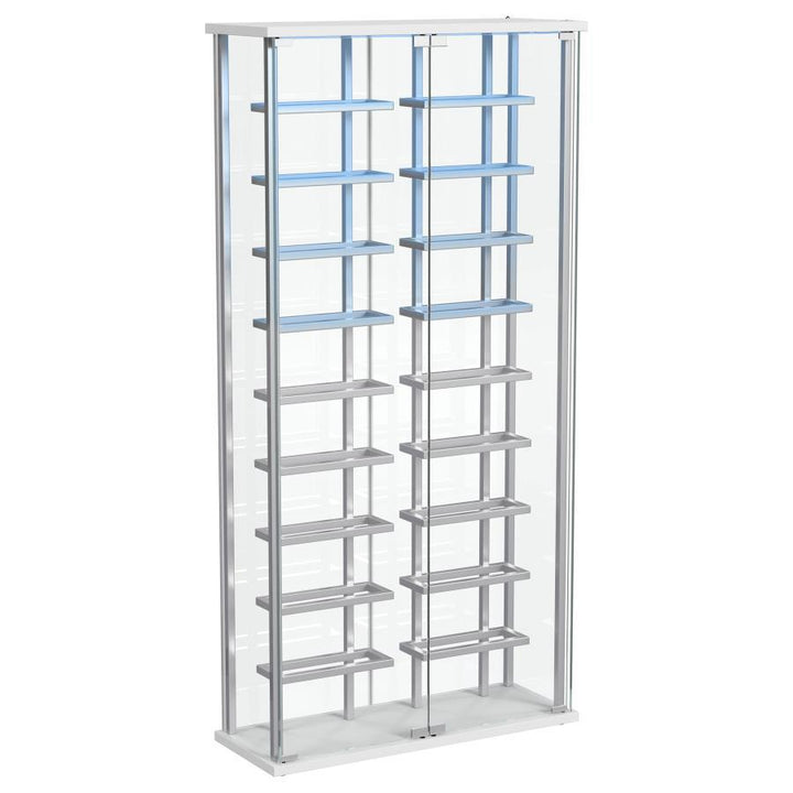 Montara - Tempered Glass Wine Storage LED Curio Cabinet - Chrome Curio Cabinet modern furniture Contempo Furniture