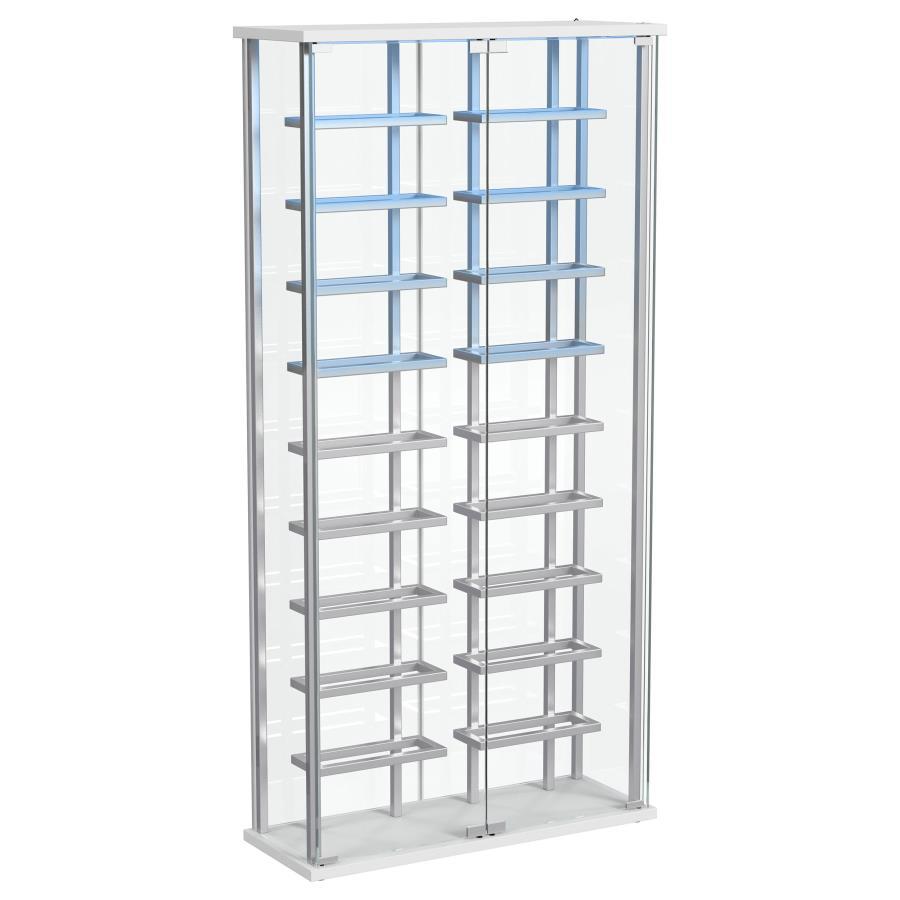 Montara - Tempered Glass Wine Storage LED Curio Cabinet - Chrome Curio Cabinet modern furniture Contempo Furniture