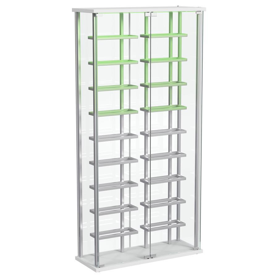 Montara - Tempered Glass Wine Storage LED Curio Cabinet - Chrome Curio Cabinet modern furniture Contempo Furniture