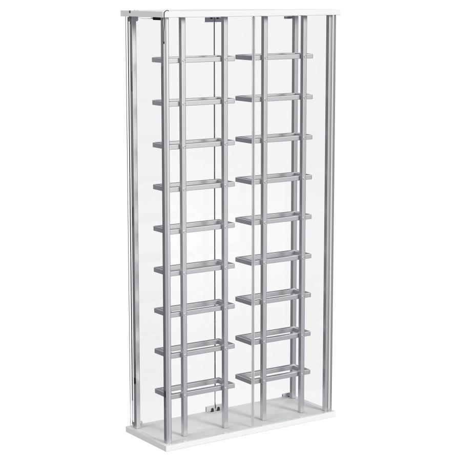 Montara - Tempered Glass Wine Storage LED Curio Cabinet - Chrome Curio Cabinet modern furniture Contempo Furniture