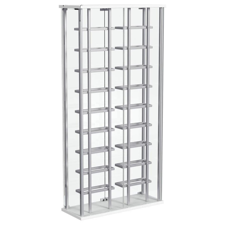 Montara - Tempered Glass Wine Storage LED Curio Cabinet - Chrome Curio Cabinet modern furniture Contempo Furniture