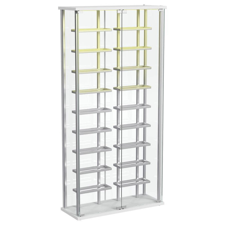 Montara - Tempered Glass Wine Storage LED Curio Cabinet - Chrome Curio Cabinet modern furniture Contempo Furniture