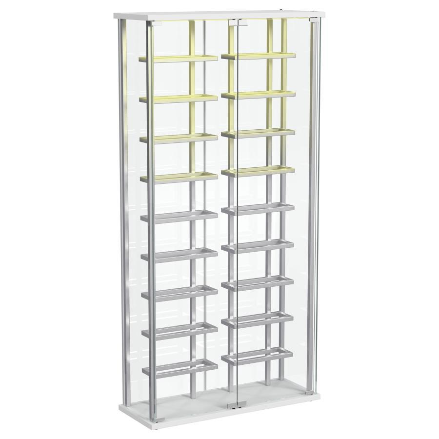 Montara - Tempered Glass Wine Storage LED Curio Cabinet - Chrome Curio Cabinet modern furniture Contempo Furniture