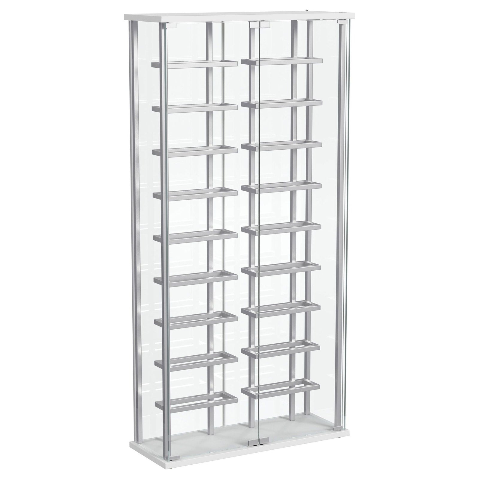 Montara - Tempered Glass Wine Storage LED Curio Cabinet - Chrome Curio Cabinet modern furniture Contempo Furniture