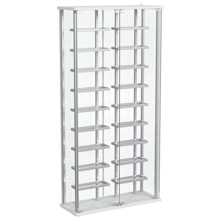 Montara - Tempered Glass Wine Storage LED Curio Cabinet - Chrome Curio Cabinet modern furniture Contempo Furniture