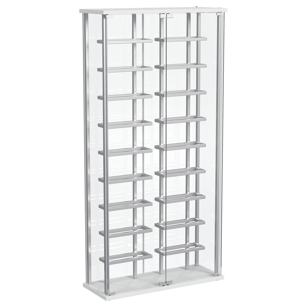 Montara - Tempered Glass Wine Storage LED Curio Cabinet - Chrome Curio Cabinet modern furniture Contempo Furniture