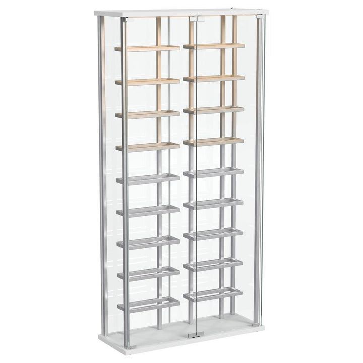Montara - Tempered Glass Wine Storage LED Curio Cabinet - Chrome Curio Cabinet modern furniture Contempo Furniture