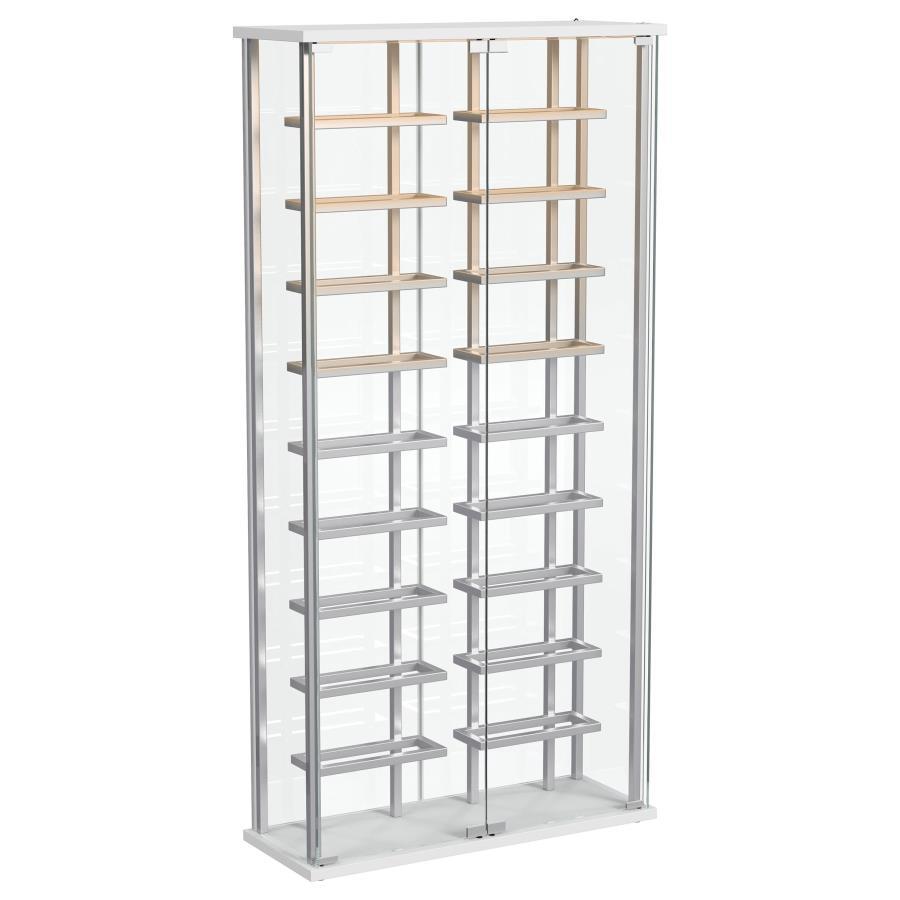 Montara - Tempered Glass Wine Storage LED Curio Cabinet - Chrome Curio Cabinet modern furniture Contempo Furniture