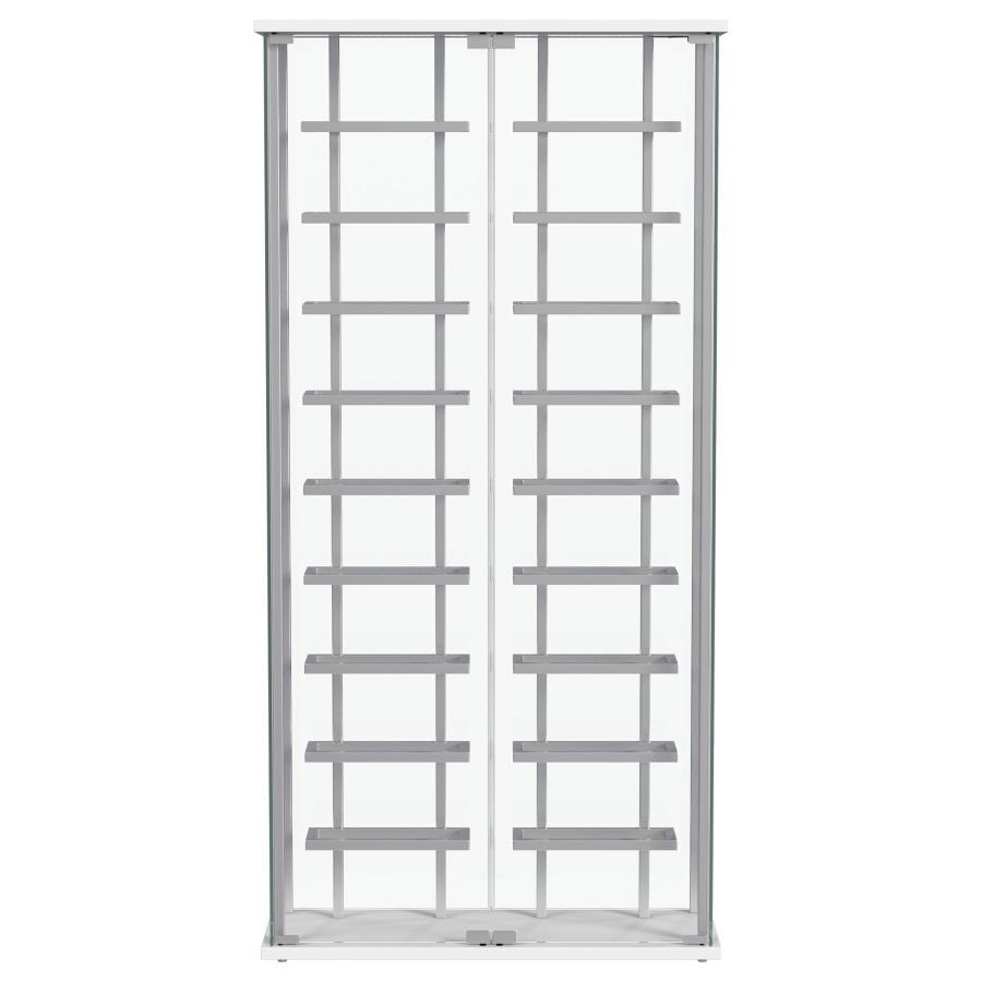 Montara - Tempered Glass Wine Storage LED Curio Cabinet - Chrome Curio Cabinet modern furniture Contempo Furniture