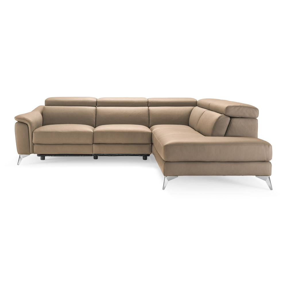 Monte Carlo - Italian Modern Cappuccino Leather Right Facing Sectional Sofa