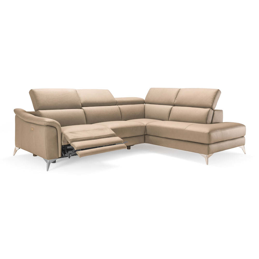 Monte Carlo - Italian Modern Cappuccino Leather Right Facing Sectional Sofa