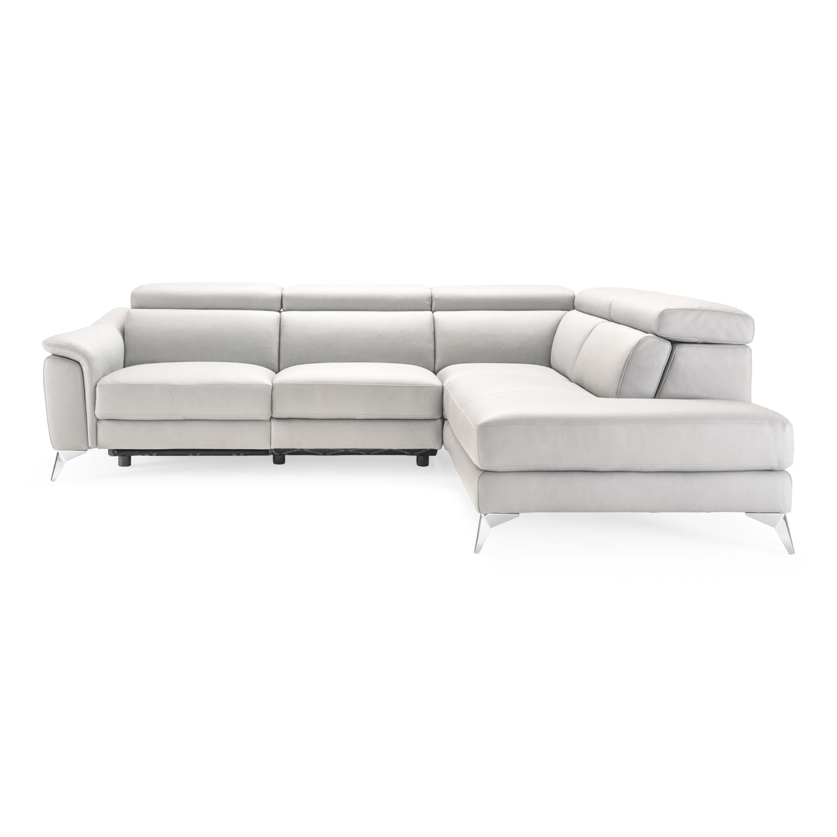 Monte Carlo - Italian Modern White Leather Right Facing Sectional Sofa - View 2