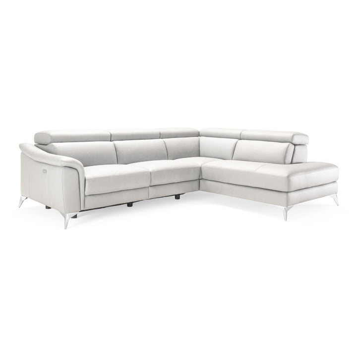 Monte Carlo - Italian Modern White Leather Right Facing Sectional Sofa