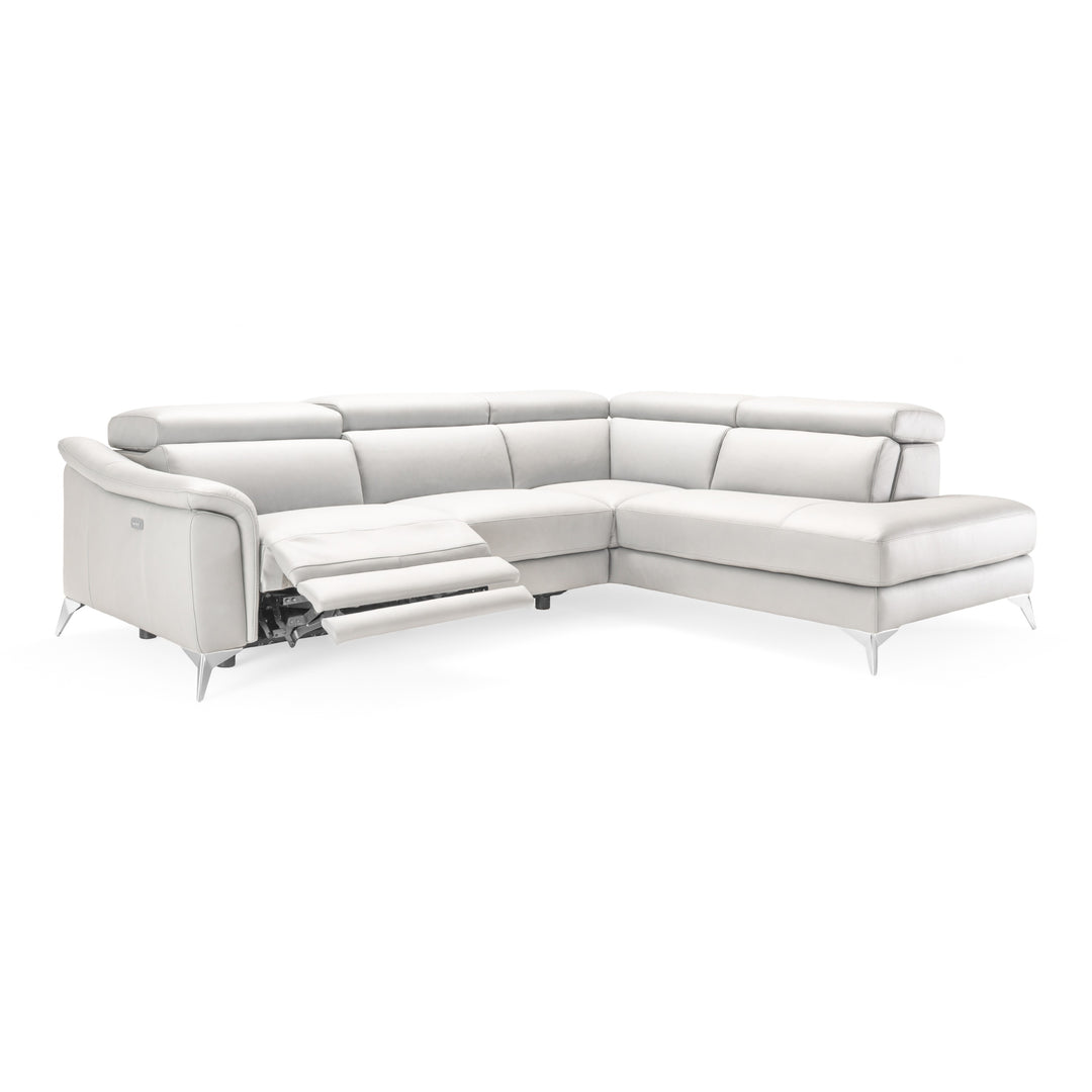 Monte Carlo - Italian Modern White Leather Right Facing Sectional Sofa
