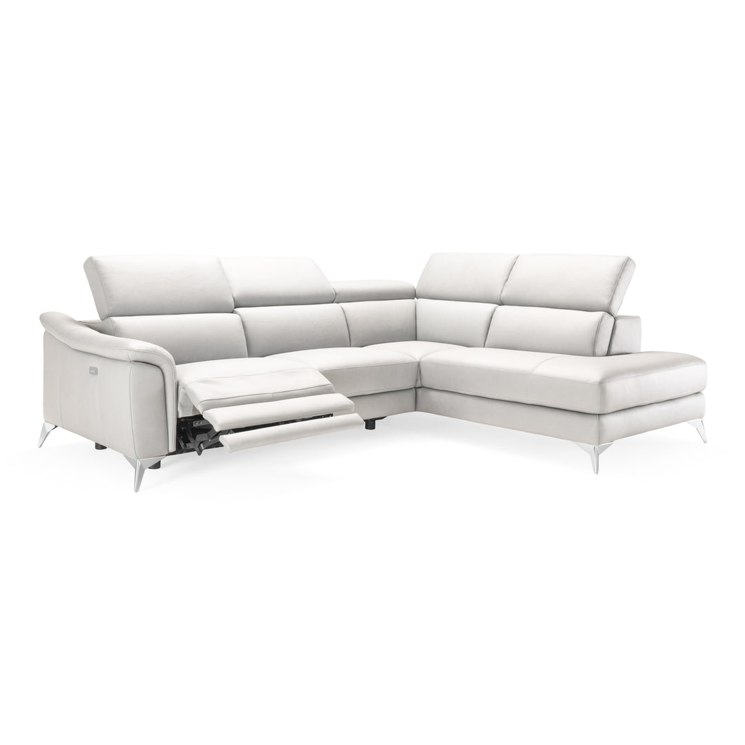 Monte Carlo - Italian Modern White Leather Right Facing Sectional Sofa