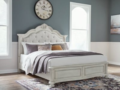 Montelaine King Upholstered Panel Bed - White Upholstered Bed modern furniture Contempo Furniture