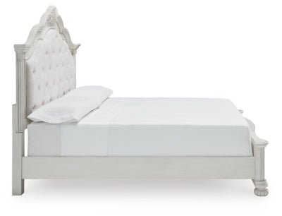 Montelaine King Upholstered Panel Bed - White Upholstered Bed modern furniture Contempo Furniture