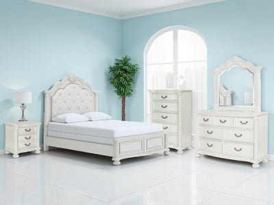 Montelaine Queen Upholstered Panel Bed - White Upholstered Bed modern furniture Contempo Furniture