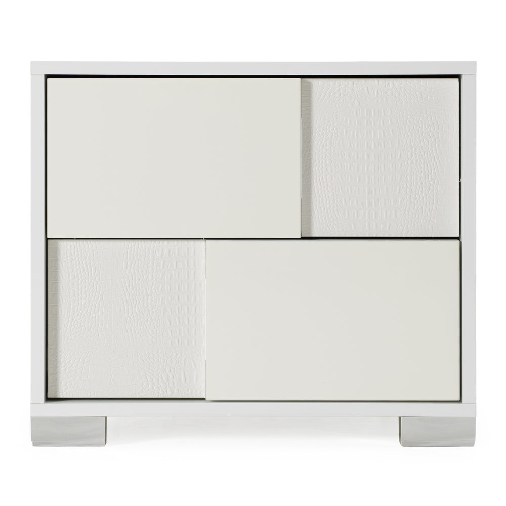 Monza Italian Modern White Nightstand - View 3