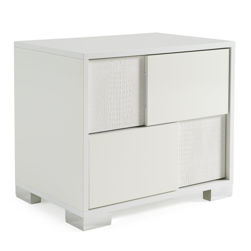 Monza Italian Modern White Nightstand - View 4