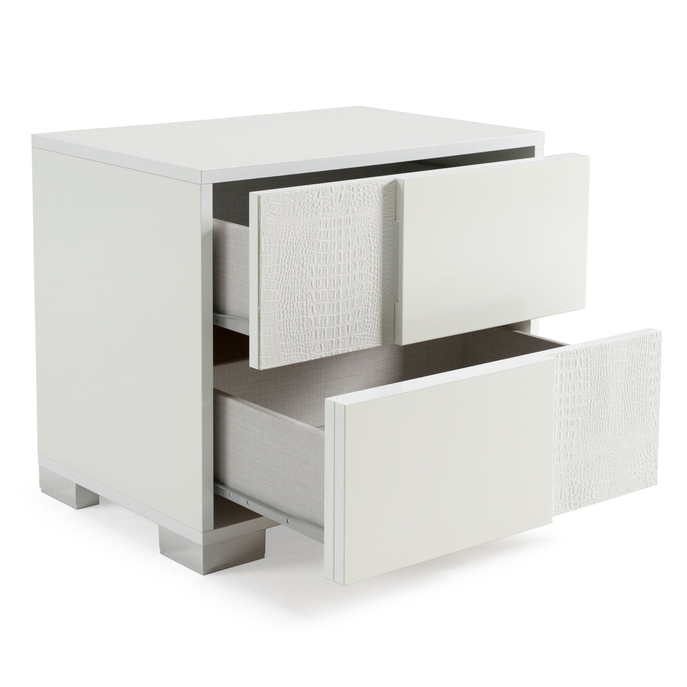 Monza Italian Modern White Nightstand - View 5