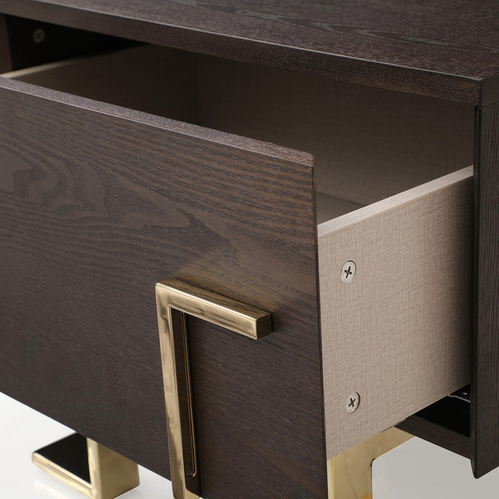 Moontide - Glam Beige Velvet and Brushed Brass 4-Piece Bedroom Set