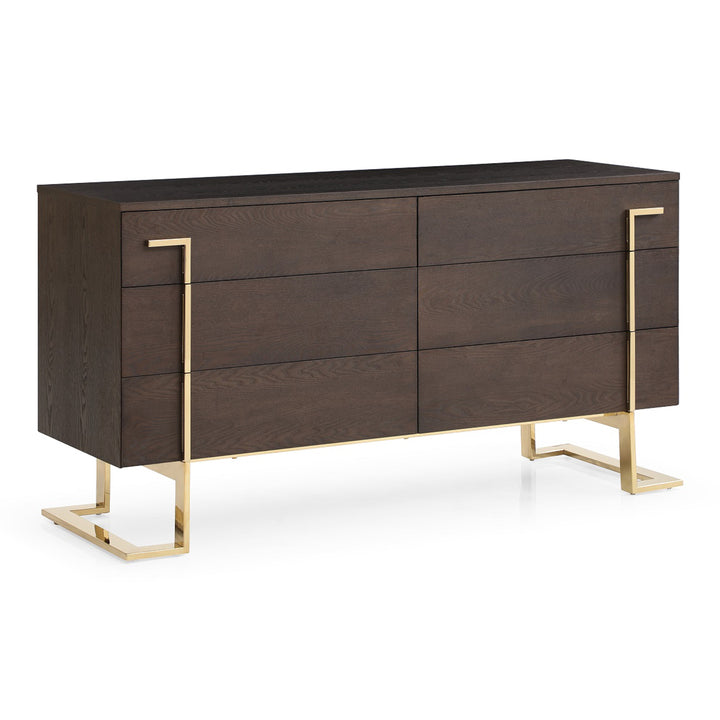 Moontide - Glam Beige Velvet and Brushed Brass Bedroom Set