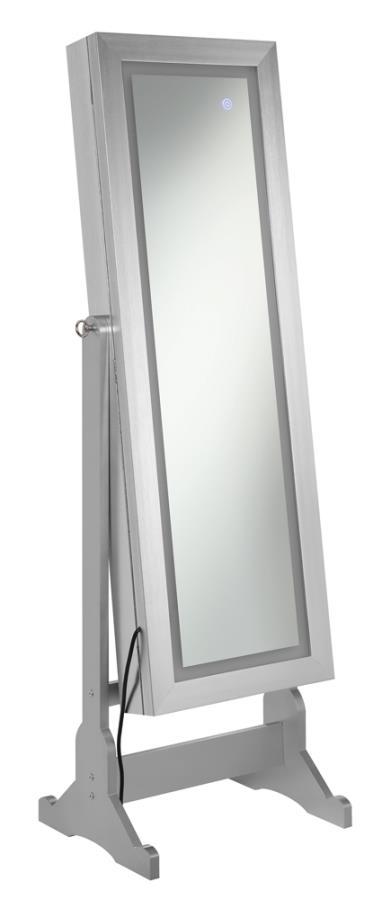 Moore - Cheval Mirror With Jewelry Storage - Silver Storage Mirror modern furniture Contempo Furniture