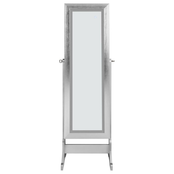 Moore - Cheval Mirror With Jewelry Storage - Silver Storage Mirror modern furniture Contempo Furniture