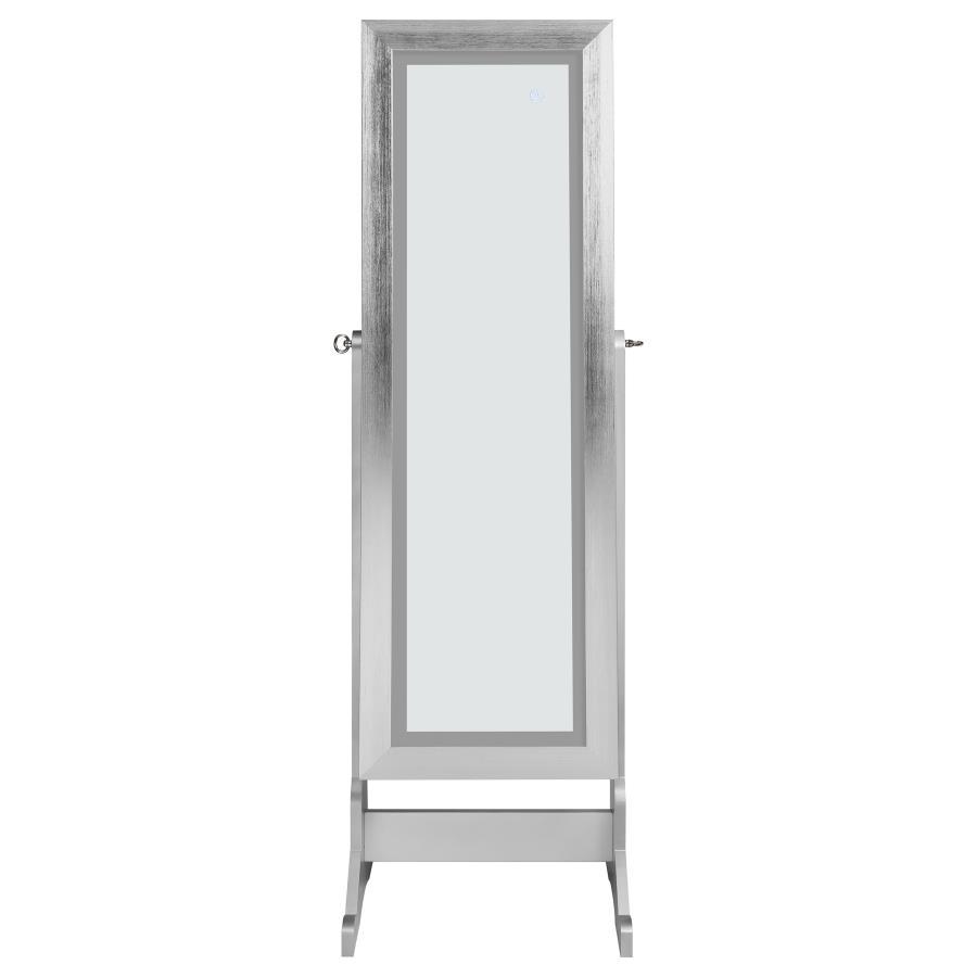 Moore - Cheval Mirror With Jewelry Storage - Silver Storage Mirror modern furniture Contempo Furniture