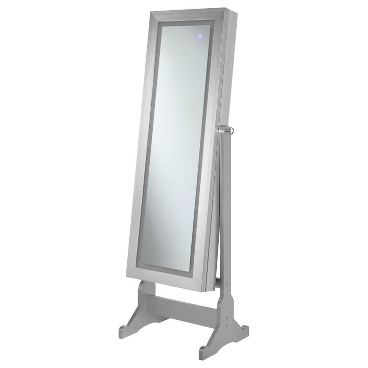 Moore - Cheval Mirror With Jewelry Storage - Silver Storage Mirror modern furniture Contempo Furniture