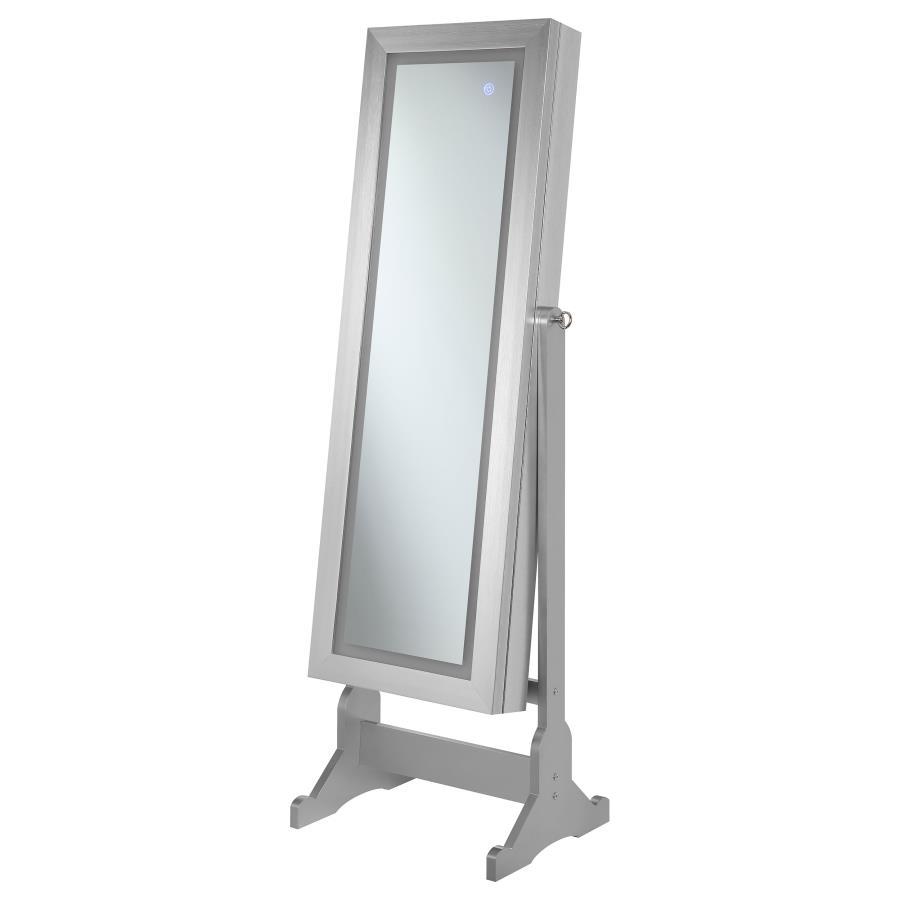 Moore - Cheval Mirror With Jewelry Storage - Silver Storage Mirror modern furniture Contempo Furniture