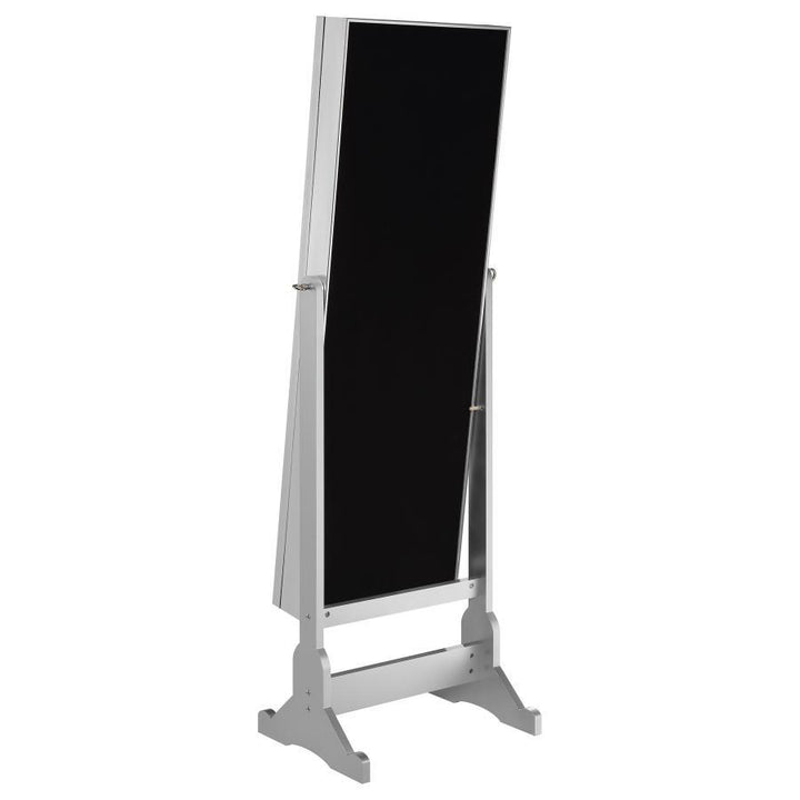 Moore - Cheval Mirror With Jewelry Storage - Silver Storage Mirror modern furniture Contempo Furniture
