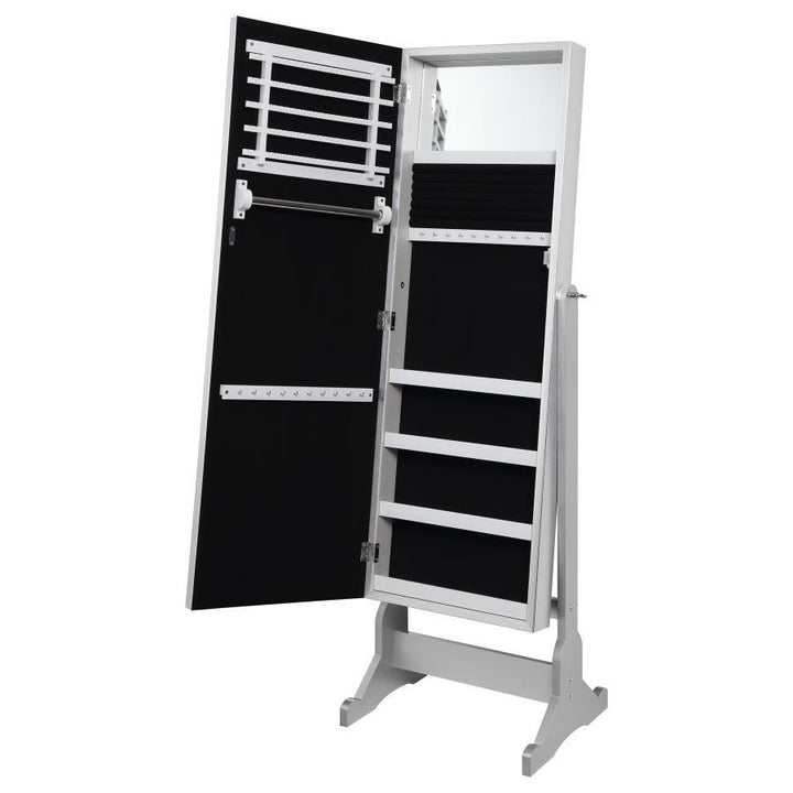 Moore - Cheval Mirror With Jewelry Storage - Silver Storage Mirror modern furniture Contempo Furniture