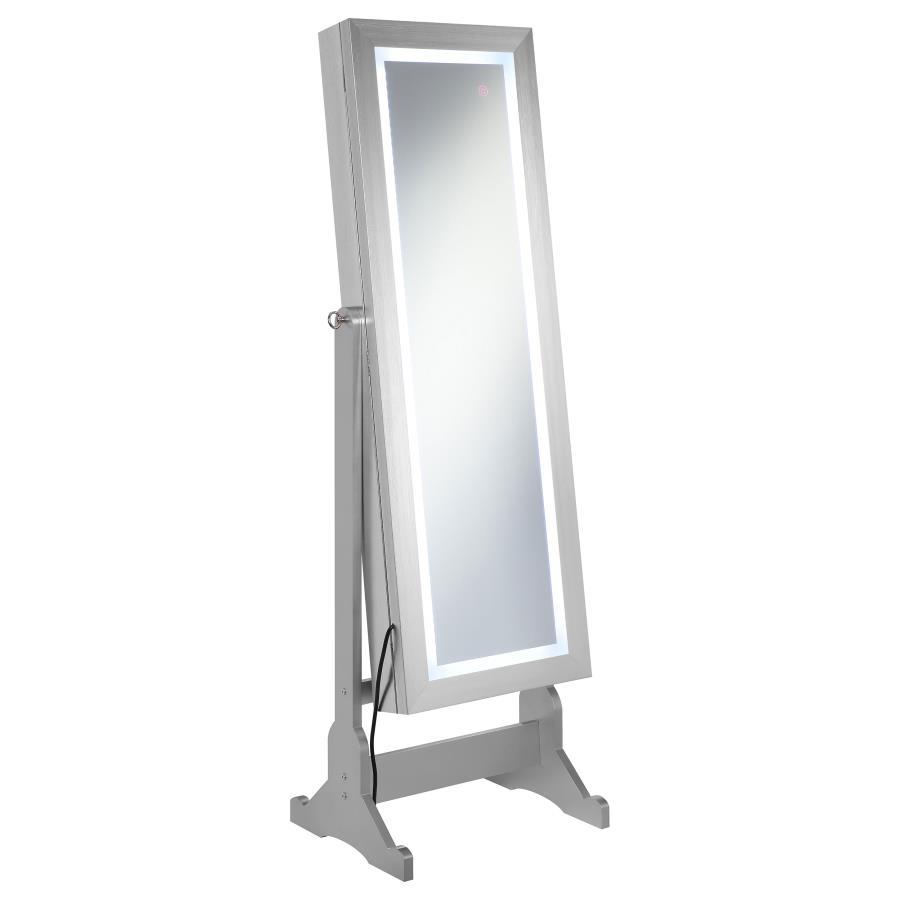 Moore - Cheval Mirror With Jewelry Storage - Silver Storage Mirror modern furniture Contempo Furniture
