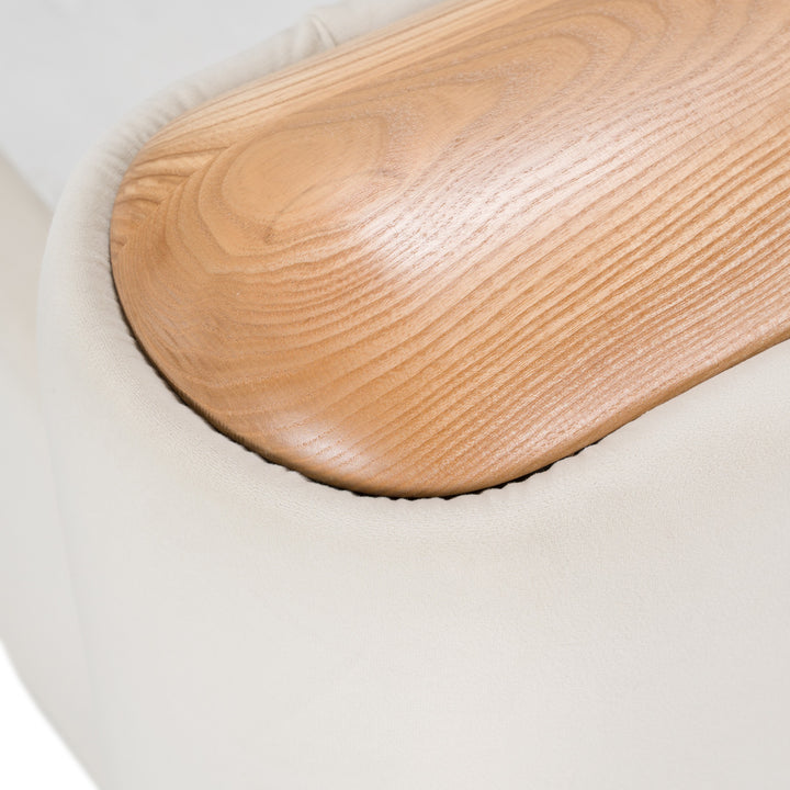 Mora - Modern Cream Fabric + Wood Bed